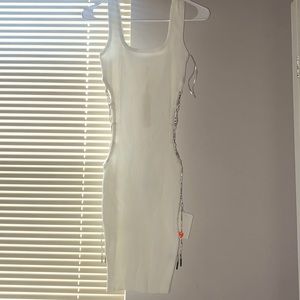 white opened sided dress